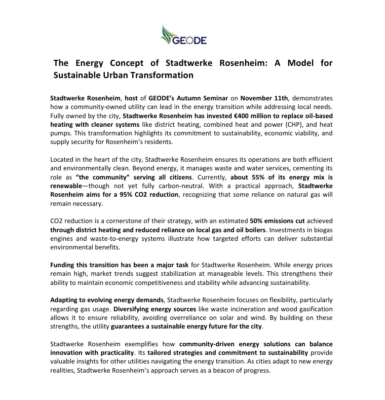 The Energy Concept of Stadtwerke Rosenheim: A Model for Sustainable Urban Transformation